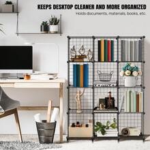Royalswill 6-12 Piece Modular Metal Cube Storage Rack, Versatile DIY Wire Shelving Unit, Suitable For Use As A Partition, Wardrobe, Bookcase Or Shelving Unit In Living Rooms, Bedrooms And Offices - Negro - Ver 6