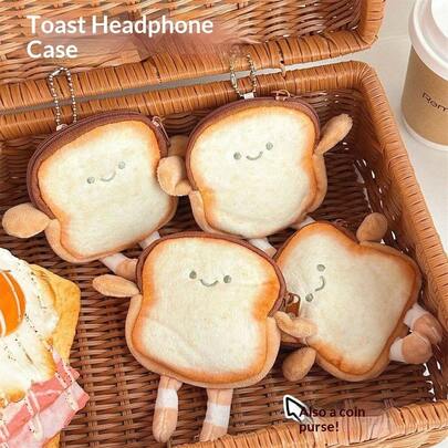 New Cartoon Toast Doll Bread Pendant Coin Purse Cute Plush Doll Expression Bag, Suitable For Boys, Girls, Interaction, Socializing, Family, Hot Selling, Explosion Model, Gift For Boyfriend, Girlfriend, Birthday, Party, Perfect Gift, Souvenir