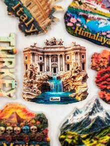 1 Peça Imã de Geladeira 3D da Fonte de Trevi, Roma, Itália, Imã de Lembrança de Viagem do Poço dos Desejos, Imã de Lembrança de Viagem de Ponto Turístico Pintado em 3D, Coleção Criativa de Viagem, Presente Criativo de Decoração Doméstica, Imã de Geladeira de Resina Artesanal 3D Em Alto Relevo, Decoração de Cozinha, Imã de Cenário Famoso, Presente Criativo de Decoração Doméstica para Amantes de Viagem - Multicolorido - Visão 4