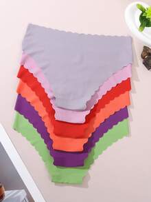 6 chiếc quần bikini nữ mềm mại, viền lượn sóng, màu trơn, gợi cảm và thoải mái. - Nhiều màu - Xem 2