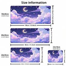 1个紫色云月图案鼠标垫，学院风电脑桌垫，带防滑橡胶底，办公配件装饰，女士适用 - 彩色 - 查看 3