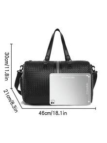 saroxi 1pc Men's Weekend Travel Bag, Large Capacity Crossbody Bag, Handbag, Fashion Casual Sports Bag, Shoe Compartment, Suitable For Travel, Commuting, PU Leather, Sports, Life, Luggage Backpack, Shoulder Bag, Tote Bag, Travel Bag, Men's Gift, Crossbody Bag, Business Casual, Large Capacity Sports Bag, Travel Essentials, Travel Accessories, Handbag, Men's Gift - Black - View 12