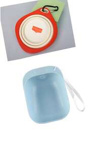 Pet Travel Water Cup Multi-Functional Feeder Portable Pet Supplies - Blue 200ml + Ivory White Folding Bowl 320ml - View 1