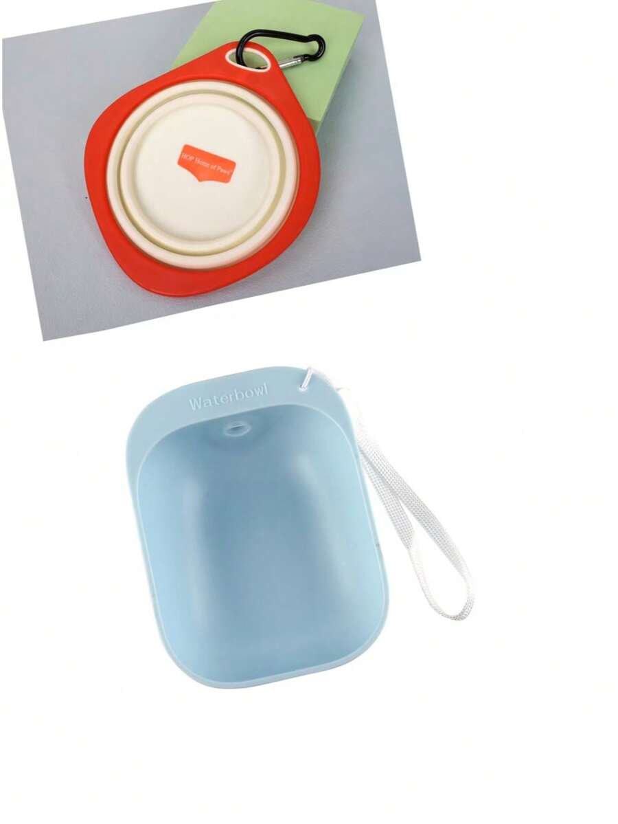 Pet Travel Water Cup Multi-Functional Feeder Portable Pet Supplies - Blue 200ml + Ivory White Folding Bowl 320ml - View 1