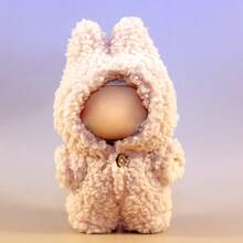 一件适用于第一/第二/第三代布娃娃的服装，陶瓷娃娃长发双面泡泡绒连体衣，15-18厘米娃娃连体衣，粉色皮革长发连体衣套装，悬挂式仙女配饰服装 - 皮粉色 - 查看 2