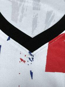 2026年法国世界杯足球T恤，法式风格男士及青少年运动上衣和户外运动服，舒适的V领T恤和专业运动服，休闲服饰，适合足球比赛、训练和健身，是送给男士的绝佳礼物，白色春季款 - 白色 - 查看 8