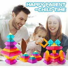 Building Block Sets For 3 4 5 6 Year Old 30 Pcs Stacking Blocks Toys For Boys Girls STEM Preschool Learning Activities Educational Light Table Toys Gifts For ToddlersFull Of Fun - As Pic - View 8