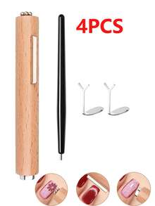 4件套猫眼磁铁套装 - 黑色珠子磁性凝胶指甲油笔和心形磁铁，适用于美甲、猫眼美甲，非常适合居家DIY和美甲设计 - 彩色 - 查看 10