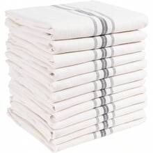 KAF Home Classic Farmhouse Stripe Kitchen Towels | Set of 12, 15" x 25", 100% Pure Cotton Dish Towels | Perfect Bar Towel Dish Cloths for Cooking, Cleaning, and Dining (Charcoal) - Gris - Ver 1