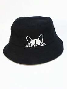 1pc Versatile Cute Cartoon Dog Pattern Bucket Hat, Outdoor Casual Sun Protection Flat Top Fisherman Hat, Unisex - Multicolor - View 13