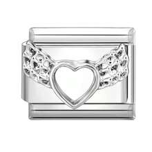 1件装DIY意大利模块化手链套装，饰有五角星、糖果和爱心元素，适合作为派对礼物送给朋友/情侣，适用于圣诞节、新年、万圣节、情人节等节日，设计精美，不锈钢材质，本土制造，实用时尚，是圣诞节和万圣节的必备单品，色调沉稳，充满圣诞气息。