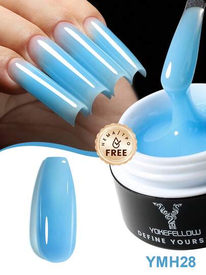YOKEFELLOW 15g Nail Extension Builder Nail Gel Jelly Blue Builder Nail Gel For Nail Nail Extension Summer Nails & Long-Lasting Nail Strengthener Nails Enhancement Nail Art Salon DIY At Home Manicure & For A Gift