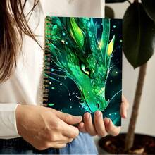 1 A5 Luminous Dragon Notebook, Dragon Art Handbook, Fantasy Dragon Diary, Luminous Dragon Sketchbook, Dragon Theme Writing Pad, Dark Light Dragon Notebook, Not Really Luminous - 1pc - View 4