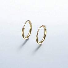 1 Pair 925 Sterling Silver Mini Hoop Earrings, 10mm Diameter, Suitable For Daily Wear - Gold - View 2