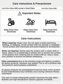 1件波西米亚风格镂空花卉图案镶嵌绿松石合金腰链，高端复古时尚优雅小众设计，适合女性休闲、约会、派对、度假及任何场合佩戴。 - 金色+藍色 - 查看 10