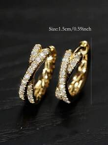 1 对 S925 纯银交叉方晶锆石双环耳环，奢华欧美时尚，适合工作和日常佩戴，是送给朋友和爱人的完美礼物，女士精美珠宝 - 1.5cm麻花雙圈耳環 - 查看 3