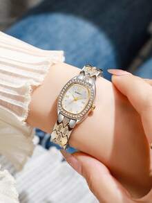 LIANDU LIANDU 1pc Vintage Elegant Minimalist Square Dial Women's Watch, Decorated With Numeric Dial, Stainless Steel Detachable Strap, Suitable For Daily Wear, Back-To-School, Graduation, Thanksgiving, Couples, Best Gift - 金色 - 查看 4