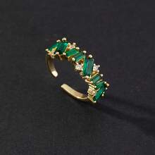Vintage Grandmother Green Gemstone Ring Eye Snake Metal Ring Niche Design Temperament Open Ring N7DP - E - 查看 5