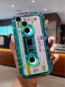 Unique Blue-Green Transparent Cassette Phone Case, Creative Design. Compatible With IPhone 17, 17 Air, 17 Pro, 17 Pro Max, 16, 15, 14, 13, 12, 11, Pro, Max, X, XS, And Plus. It's A Thoughtful Birthday Gift For Girlfriends, Boyfriends, And Friends. - 彩色 - 查看 4