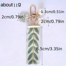 1PC Small Fresh DIY Woven Ribbon Pearl Keychain Car Pendant Creative Striped Cloth Ribbon Pearl Ocean Digital Accessories Jewelry Female - A6 - 查看 2