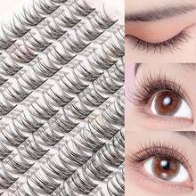 LIMEIKAI 120 Stück natürlich aussehende einzelne Büschel Wimpern, wischige gekreuzte Wimpern mit Fischschwanz-Design, weich und leicht, perfekt für tägliches oder Pendler-Make-up, mehrmals wiederverwendbar - C - Übersicht 4