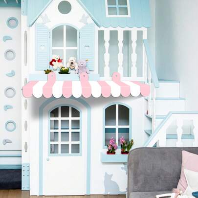 Fowecelt 2 set cirkusbaldakiner, 3D-randig kartongbaldakin för sommarens utomhuskarnevalväggdekorationer, cirkusfestdekorationer (rosa, röd, grön, gul, blå, macaron-stil)