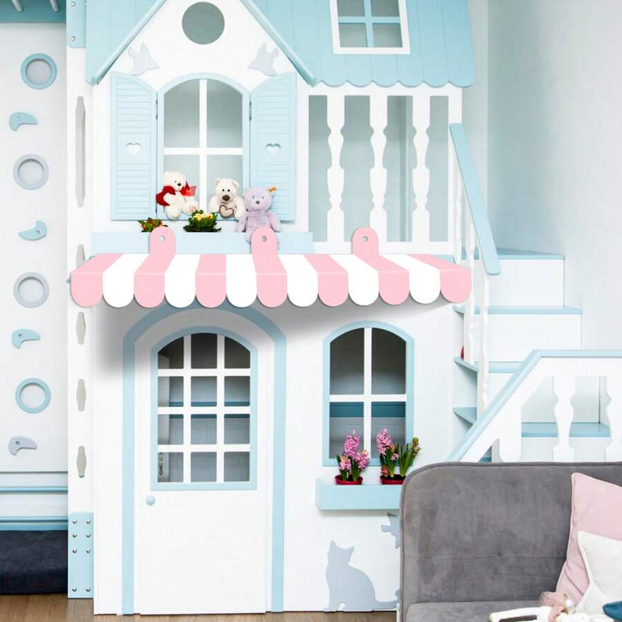 Fowecelt 2 套马戏团主题遮阳篷装饰，3D 条纹纸板遮阳篷，适用于夏季户外嘉年华墙面装饰、马戏团派对装饰（粉色、红色、绿色、黄色、蓝色、马卡龙风格）