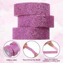 Gtziqa 0.6 Inch X 5.5 Ft Glitter Washi Tape, 3 Rolls Purple Washi Tape 1.5 Cm X 5 M Decorative Craft Tapes Se- Adhesive Art Tapes For Scrapbook DIY Craft Projects Gift Wrapping Decor - 紫色 - 查看 4