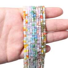 Hạt thủy tinh hình lập phương, kích thước 2.5mm, màu sắc tươi sáng, hiệu ứng nứt băng, thích hợp làm đồ trang sức DIY. - Nhiều màu - Xem 5