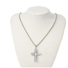 Fashionable Best-Selling White Zirconia Cross Pendant Necklace With Exquisite And Niche Design - Silver - View 5