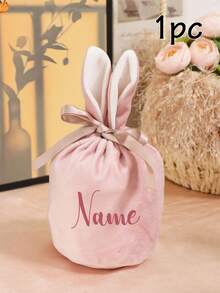 Personalisierte Geschenktasche mit Hasenohren aus Samt, individualisierbare Osterkordelzugbeutel, anpassbare festliche Leckereientasche, Osterkorb, Ostergeschenk, individuell gestaltbares Geschenk für Frühjahrsfeiern, Einweihungen & besondere Anlässe, stilvolles Accessoire, Osterdekoration - Stil A - Übersicht 12