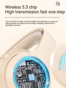 Foldable Wireless Over-Ear Headphones - Long Playtime, Wireless Stereo, Soft Earmuffs, TF Card Player - Comfortable, Portable For Smartphone & Laptop, USB Type-C Charging - 粉色 - 查看 6