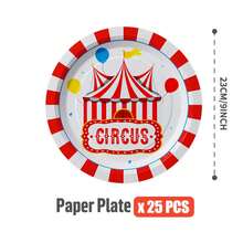 100/25/10pcs Circus Carnival Disposable Plates Napkins Cups, Disposable Party Supplies Set, Suitable For 25 Guests, Disposable Paper Plates Party Tableware Suitable For Birthday Wedding Theme Party Family Picnic - Multicolor - View 9