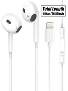 Apple Wired Earphones With Lightning Connector, MFi Certified, With Microphone And Volume Control, Compatible With IPhone 14/13/12/11/SE/X/XR/XS/8/7 For Music And Calls - White - View 11