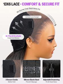 MEGALOOK 13x6 Three-Go™ Glueless Wig 36Inch Super Long Straight With Drawstring 100% Human Hair Wig - Pre Cut Transparent Lace Front Wig 12-36 Inch 180% Density Human Hair Beginner Friendly - No Glue Needed Natural Looking Daily Use Office Ready Corpse Bride Halloween Vibes Party Style Y2K Baddie Vacation Outfits Outdoor Cosplay Campus School Holiday Christmas Part Wedding Festival Ready For Women - SNatural - View 7