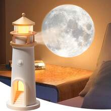 浪漫燈塔感應小夜燈,可充電氛圍燈,適用於臥室、牆面、天花板、床頭、客廳,送給朋友的禮物 - 暖白光 - 查看 3