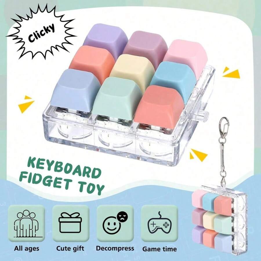 1pc Keyboard-Style Stress Relief Toy, Button-Pressing Decompression Keypad Pendant, Adult Pressure Relief And Pastime Button-Style Decompression Gift, Random Style Shipped - Multicolor - View 1