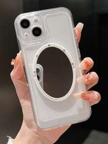 1个极简透明太空主题手机壳，全包覆式保护壳，适用于 11/12/13/14/15/16 Pro/17 Pro Max，情人节礼物 - 無色 - 查看 1