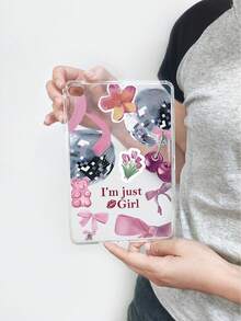 Y2K少女风拼贴iPad保护套 - 迪斯科球、蝴蝶结、樱桃图案、“我只是个女孩”标语、唇印、防震美观保护套，兼容iPad 11代、iPad 10代、iPad A16 - 無色 - 查看 30