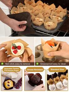 25/50个郁金香纸杯蛋糕衬垫，优质松饼杯，适用于婚礼、生日、周年纪念日、特殊场合、节日、家庭烘焙 - 彩色 - 查看 8