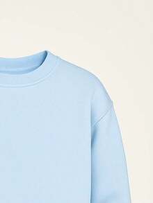 Children's Plain Fleece Jacket/Sweatshirt, Winter Style, Warm, Flannel, Cotton, Sizes 2 To 14 Years - 淺藍色 - 查看 3