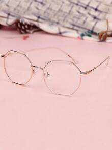 1 Pair Women's Retro Round Frame Transparent Lens Glasses, Lightweight Transparent Eyewear Accessory - Multicolor - View 2