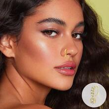 NICEIGHT 20Pcs 20G 316L Stainless Steel Dangle Nose Ring For Women Men L Shaped Dangling Nose Stud Cute Heart Moon Star Nose Hoop Set CZ Flower Leaf Butterfly Dangle Nose Piercing Jewelry - 金色 - 查看 5