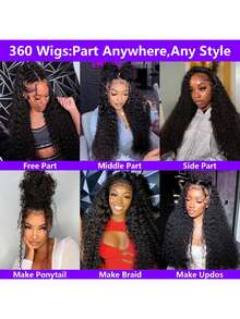 ZHENDEFA 360 Degree Full Lace Invisible Wig With Comfortable Fit, Deep Wave, Pre-Plucked Hairline, 200% Density, Skin-Friendly Transparent Lace Front Wig With Drawstring - SNatural - View 6