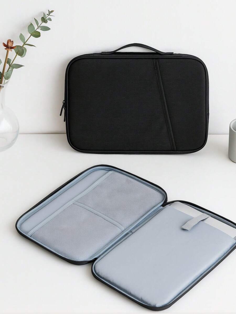 Túi đựng laptop 13-14 inch, bao đựng laptop, túi xách tay, đa chức năng, di động, nhẹ, thích hợp cho công việc, du lịch, học tập, làm việc. - màu đen - Xem 1