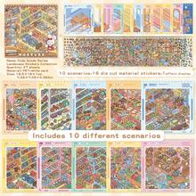 26张迷你场景贴纸套装，包含10个场景和16张材质贴纸，适用于DIY剪贴簿和手账贴纸 - 彩色 - 查看 2