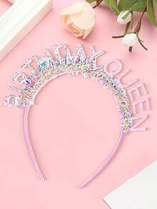 3PCS/SET - Birthday Party Costume Set - BRITHDAY QUEEN Kit With Tiara, Sash & Glasses For The Ultimate Star - Multicolor - View 3