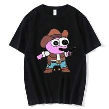 2025 Camisetas de Amigos Sonrientes Estilo Kawaii 100% Algodón Camiseta Impresión Gráfica Camiseta Casual Algodón Puro Cuello Redondo Tops - Negro - Ver 10