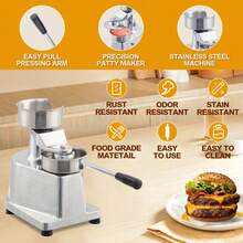 LIZHOUMIL 4/5/6 Inch Stainless Steel Hamburger Patty Molder, Comes With 500 Sheets Of Paper, Heavy-Duty, Easy To Demold And Clean, Suitable For Homes, Outdoor Stalls, School Kitchens, Hotels, Hamburger Shops. - 4 In - View 2