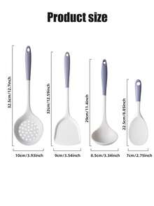 1/2/3/4件套灰白硅胶铲勺套装，不粘锅厨具 - 白色 - 查看 12